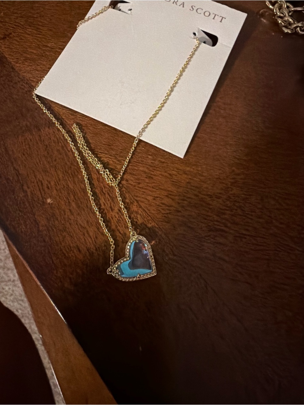 Kendra Scott Gold Necklace with Dichroic Glass Heart Pendant